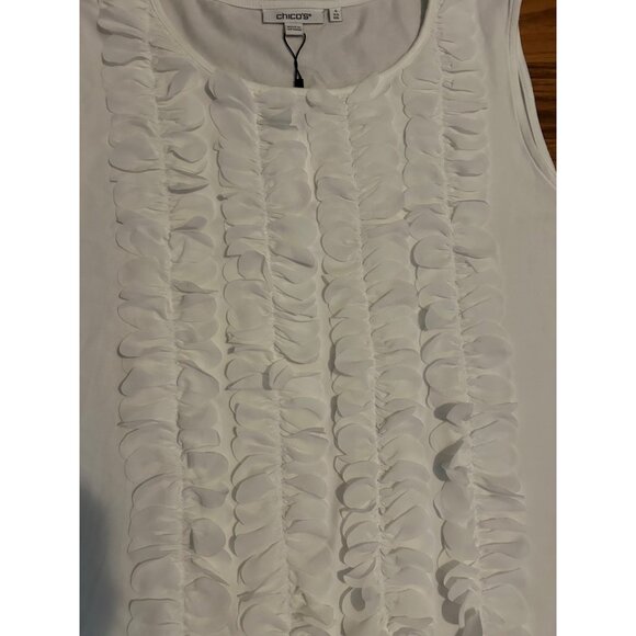 Chicos Cream PLUS Size 4 XXL NWT Sleeveless Layers of Ruffles Scoop Neck Stretch - Picture 10 of 10
